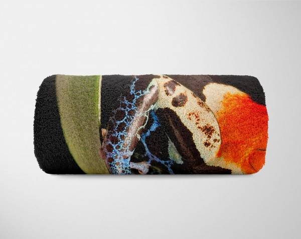 Paul Sinus Art Handtuch Strandhandtuch Saunatuch Kuscheldecke mit Tiermotiv bunter Frosch Trop Günstig kaufen