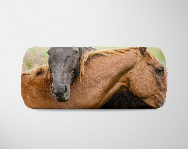 Paul Sinus Art Handtuch Strandhandtuch Saunatuch Kuscheldecke mit Tiermotiv Pferde Schön Begrenztes Angebot