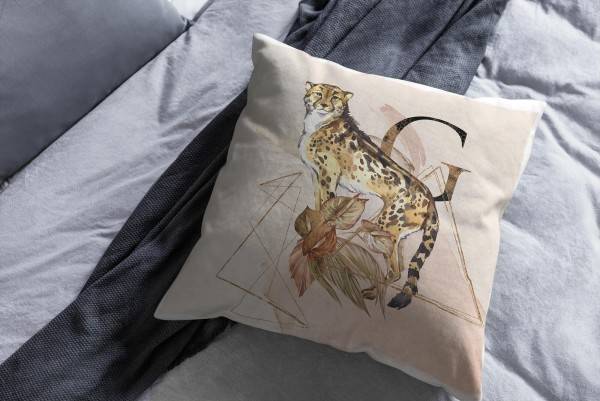 Paul Sinus Art Kissen Dekokissen Kuschelig Eauzone Aquarell Gepard Pastelltöne Dekorativ Schön Weich Online Shopping