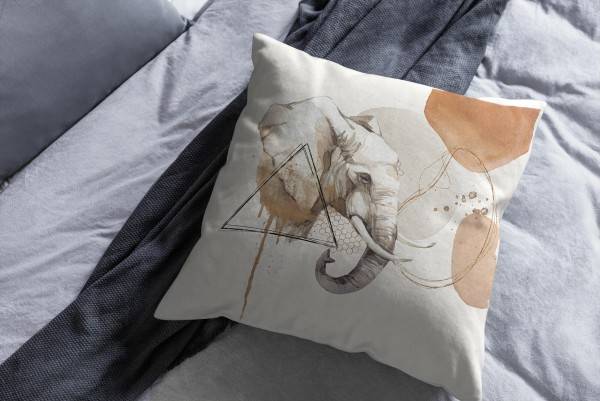 Paul Sinus Art Kissen Dekokissen Kuschelig Eauzone Aquarell Elefant Pastelltöne Dekorativ Schön Weich Exklusivangebot