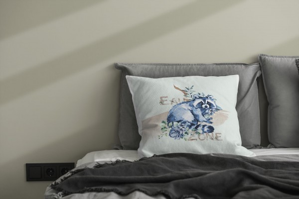 Paul Sinus Art Kissen Dekokissen Kuschelig Eauzone Aquarell Waschbär Blumen Pastelltöne Dekorativ Schön Weich Black Friday