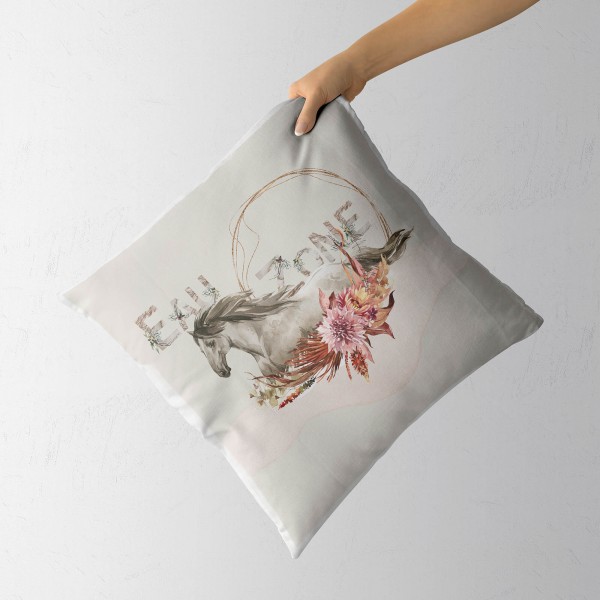 Paul Sinus Art Kissen Dekokissen Kuschelig Eauzone Aquarell Pferd Blumen Pastelltöne Dekorativ Schön Weich Osterangebot