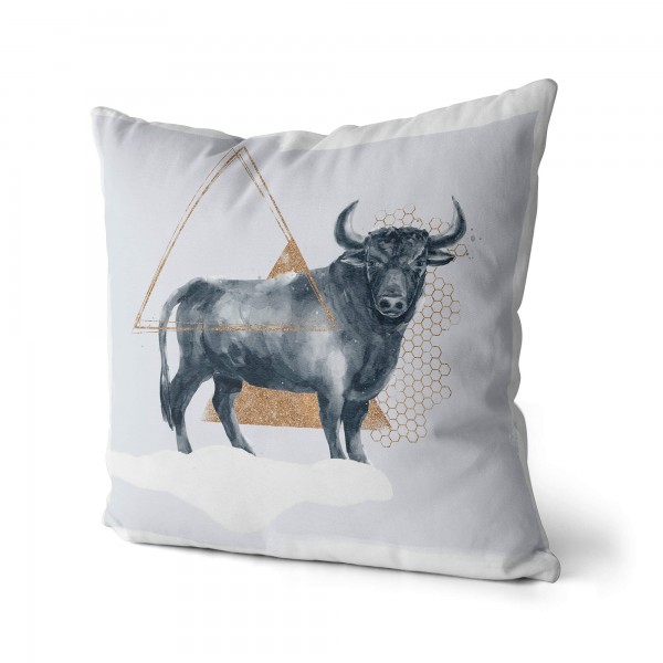 Paul Sinus Art Kissen Dekokissen Kuschelig Eauzone Aquarell Stier Bulle Pastelltöne Dekorativ Schön Weich