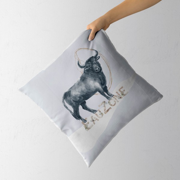 Paul Sinus Art Kissen Dekokissen Kuschelig Eauzone Aquarell Stier Bulle Pastelltöne Dekorativ Schön Weich Vatertagsangebot