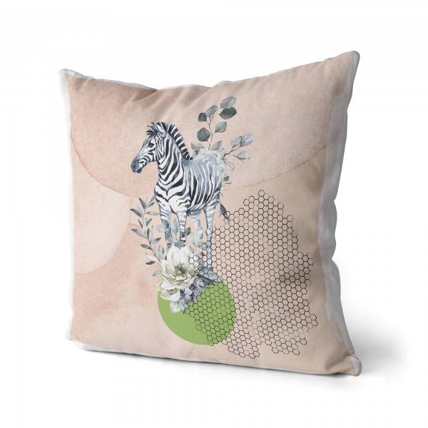 Paul Sinus Art Kissen Dekokissen Kuschelig Eauzone Aquarell Zebra Blumen Pastelltöne Dekorativ Schön Weich