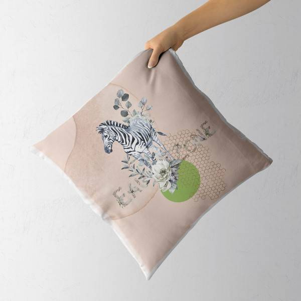 Paul Sinus Art Kissen Dekokissen Kuschelig Eauzone Aquarell Zebra Blumen Pastelltöne Dekorativ Schön Weich Top Angebot