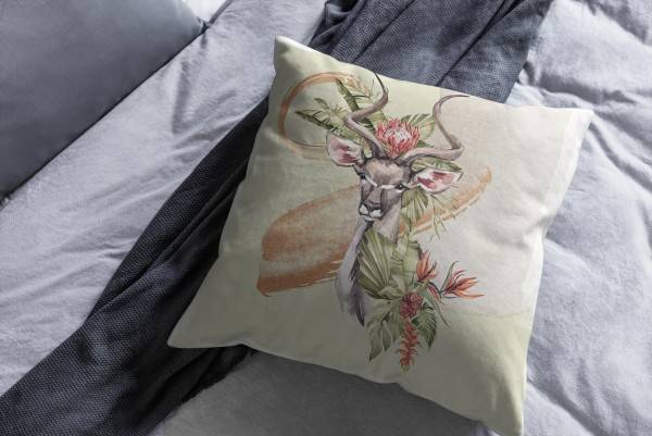 Paul Sinus Art Kissen Dekokissen Kuschelig Eauzone Aquarell Antilope Pastelltöne Dekorativ Schön Weich Online Outlet