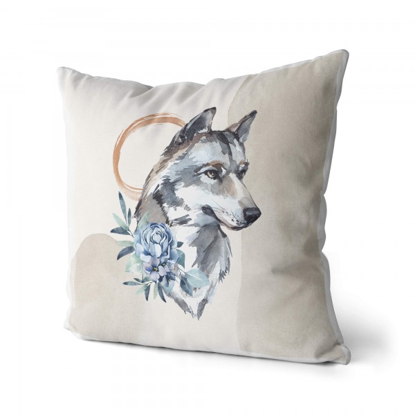 Paul Sinus Art Kissen Dekokissen Kuschelig Eauzone Aquarell Wolf Pastelltöne Dekorativ Schön Weich