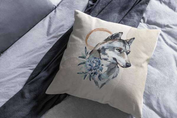 Paul Sinus Art Kissen Dekokissen Kuschelig Eauzone Aquarell Wolf Pastelltöne Dekorativ Schön Weich Exklusive Angebote