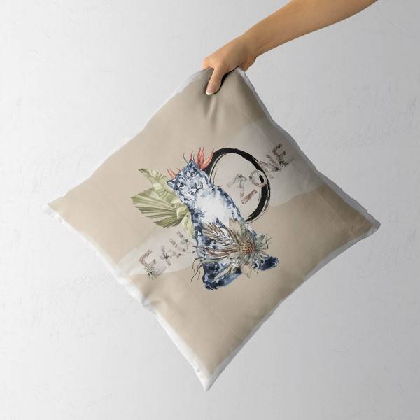 Paul Sinus Art Kissen Dekokissen Kuschelig Eauzone Aquarell Schneeleopard Pastelltöne Dekorativ Schön Weich Blitzangebot