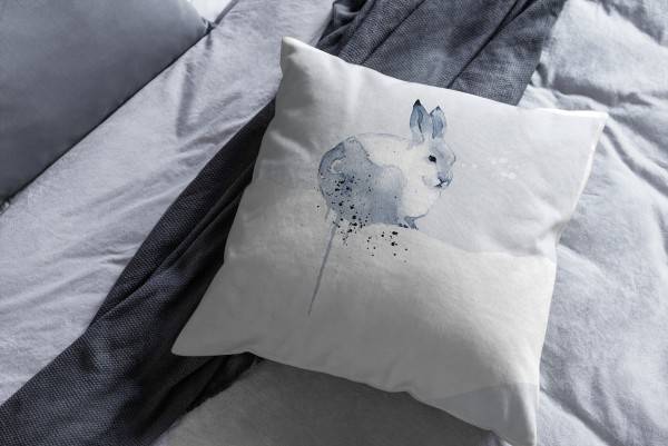 Paul Sinus Art Kissen Dekokissen Kuschelig Eauzone Aquarell Schneehase Pastelltöne Dekorativ Schön Weich Bestseller