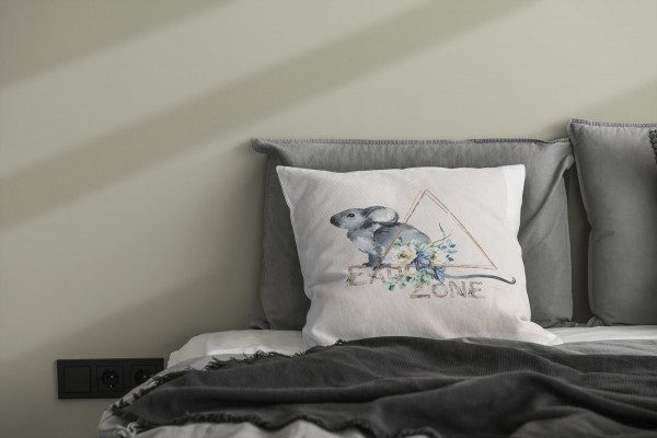 Paul Sinus Art Kissen Dekokissen Kuschelig Eauzone Aquarell Blumen Maus Pastelltöne Dekorativ Schön Weich Kauf eins, bekomm eins gratis