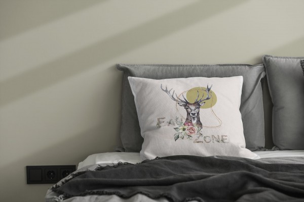 Paul Sinus Art Kissen Dekokissen Kuschelig Eauzone Aquarell Hirsch Porträt Blumen Pastelltöne Dekorativ Schön Weich Tägliche Deals