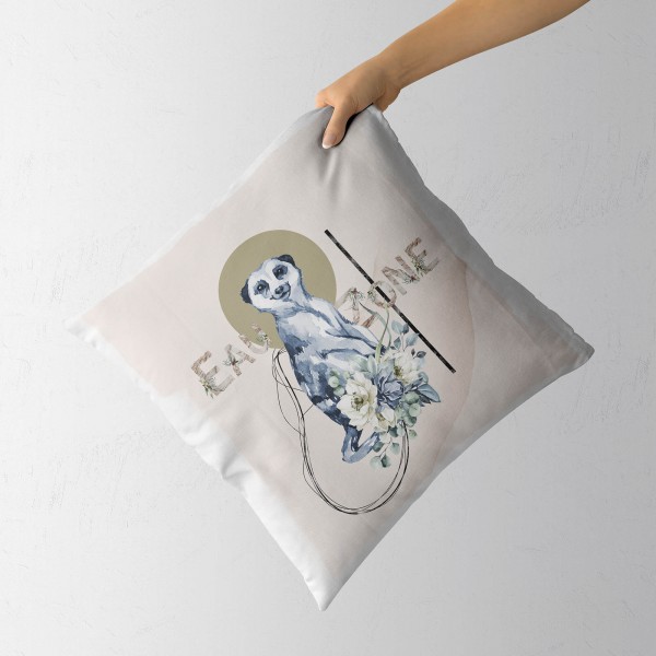 Paul Sinus Art Kissen Dekokissen Kuschelig Eauzone Aquarell Erdmännchen Blumen Pastelltöne Dekorativ Schön Weich Sonderangebote