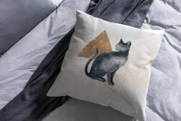 Paul Sinus Art Kissen Dekokissen Kuschelig Eauzone Aquarell Katze Pastelltöne Dekorativ Schön Weich Riesige Ersparnisse