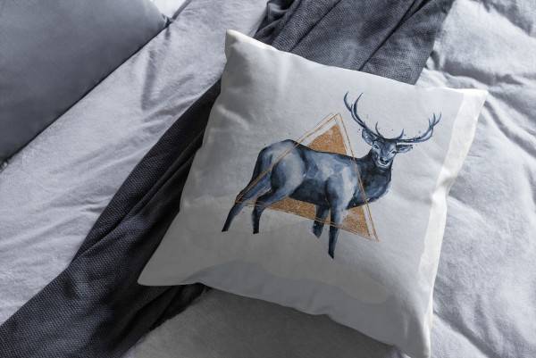Paul Sinus Art Kissen Dekokissen Kuschelig Eauzone Aquarell Hirsch Pastelltöne Dekorativ Schön Weich Super Sparpreis