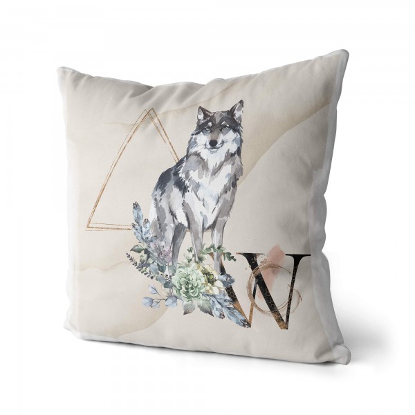 Paul Sinus Art Kissen Dekokissen Kuschelig Eauzone Aquarell Wolf Blumen Pastelltöne Dekorativ Schön Weich