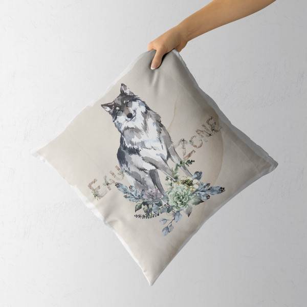 Paul Sinus Art Kissen Dekokissen Kuschelig Eauzone Aquarell Wolf Blumen Pastelltöne Dekorativ Schön Weich Kostenlose Rückgabe