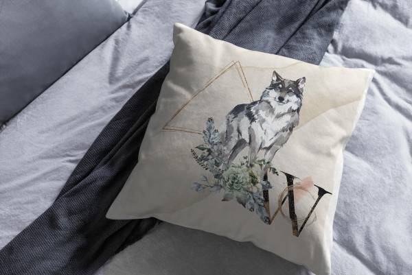 Paul Sinus Art Kissen Dekokissen Kuschelig Eauzone Aquarell Wolf Blumen Pastelltöne Dekorativ Schön Weich Kostenlose Rückgabe