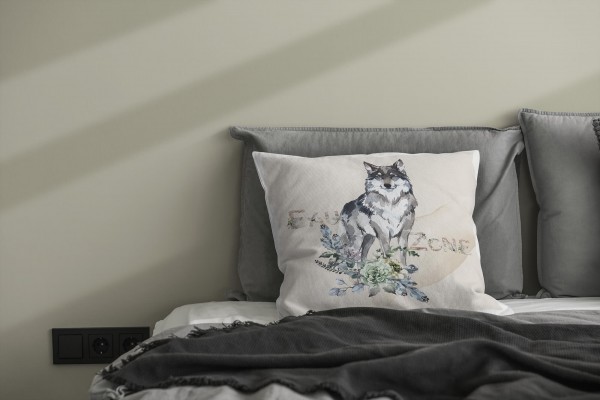 Paul Sinus Art Kissen Dekokissen Kuschelig Eauzone Aquarell Wolf Blumen Pastelltöne Dekorativ Schön Weich Kostenlose Rückgabe