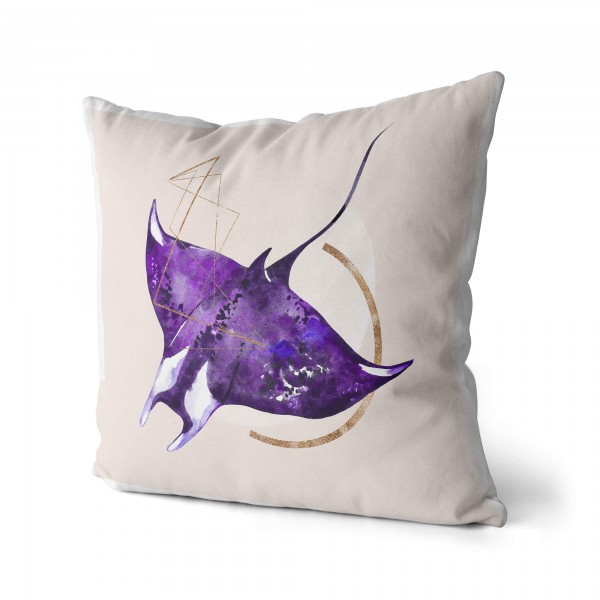 Paul Sinus Art Dekokissen Kissen Pastellfarben Eauzone Mantarochen Wasserfarben Motiv Kunstvoll Dekorativ Weich Sch