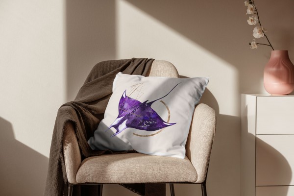 Paul Sinus Art Dekokissen Kissen Pastellfarben Eauzone Mantarochen Wasserfarben Motiv Kunstvoll Dekorativ Weich Sch JETZT KAUFEN