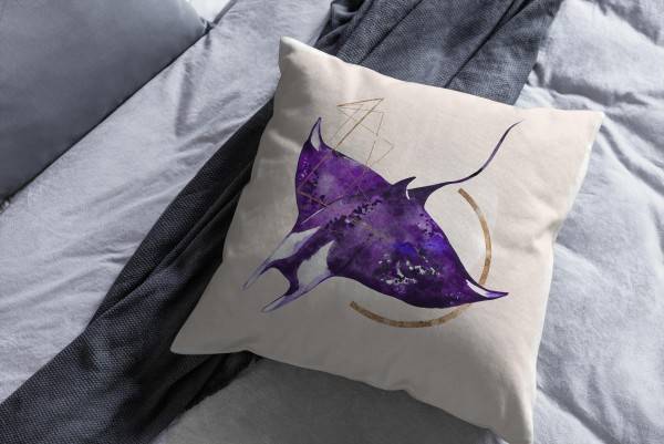 Paul Sinus Art Dekokissen Kissen Pastellfarben Eauzone Mantarochen Wasserfarben Motiv Kunstvoll Dekorativ Weich Sch JETZT KAUFEN