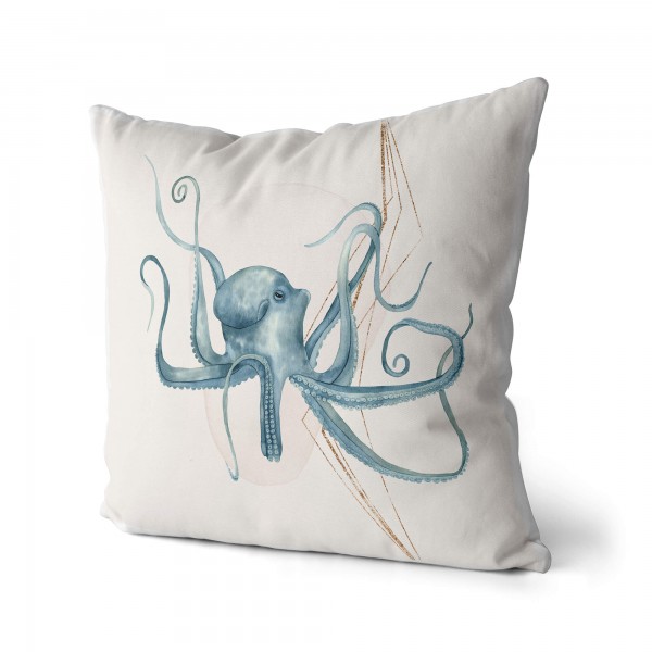 Paul Sinus Art Dekokissen Kissen Pastellfarben Eauzone Oktopus Wasserfarben Motiv Kunstvoll Dekorativ Weich Schön