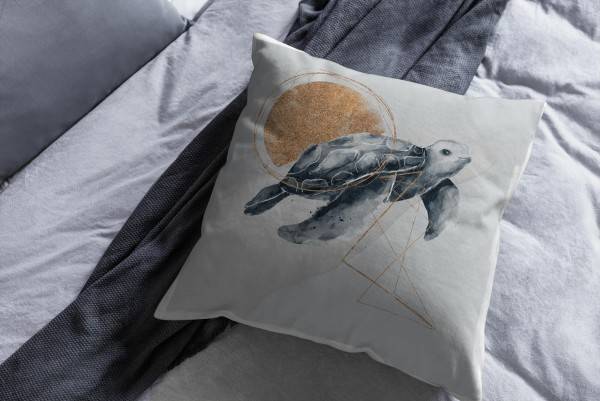Paul Sinus Art Dekokissen Kissen Pastellfarben Eauzone Meeresschildkröte Wasserfarben Motiv Kunstvoll Dekorativ Wei Sonderangebot der Fabrik
