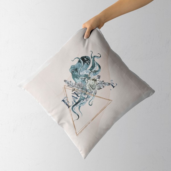 Paul Sinus Art Dekokissen Kissen Pastellfarben Eauzone Blumen Oktopus Wasserfarben Motiv Kunstvoll Dekorativ Weich Discount Store für neue Produkte