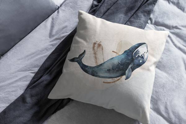 Paul Sinus Art Dekokissen Kissen Pastellfarben Eauzone Glattwal Wal Wasserfarben Motiv Kunstvoll Dekorativ Weich Sc Super Rabatt