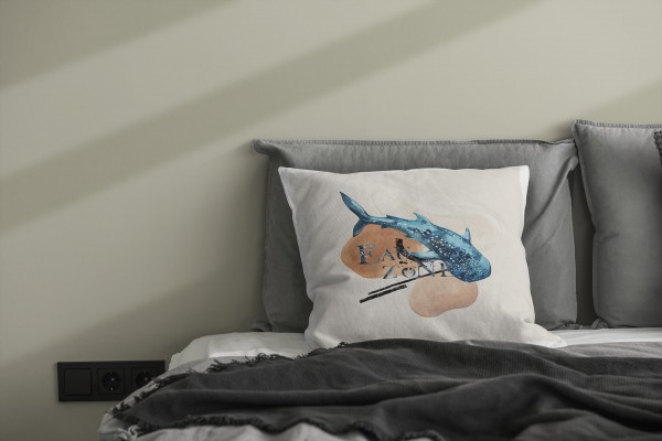Paul Sinus Art Dekokissen Kissen Pastellfarben Eauzone Walhai Wasserfarben Motiv Kunstvoll Dekorativ Weich Schön Riesige Rabatte