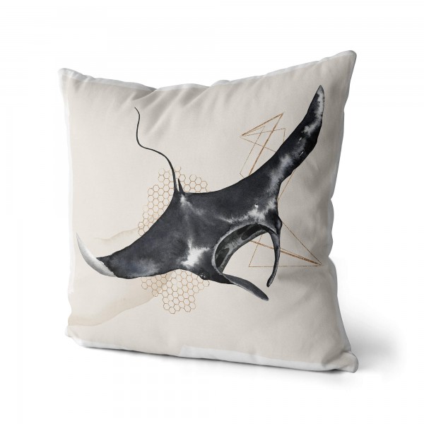 Paul Sinus Art Dekokissen Kissen Pastellfarben Eauzone Riesenrochen Mantarochen Wasserfarben Motiv Kunstvoll Dekora