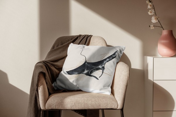 Paul Sinus Art Dekokissen Kissen Pastellfarben Eauzone Riesenrochen Mantarochen Wasserfarben Motiv Kunstvoll Dekora Kostenloser Versand international