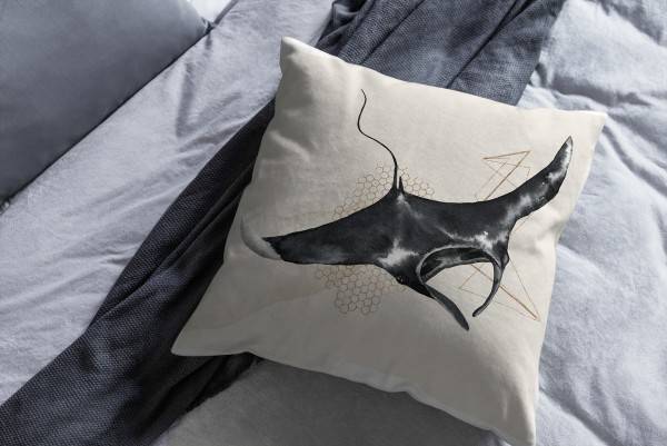Paul Sinus Art Dekokissen Kissen Pastellfarben Eauzone Riesenrochen Mantarochen Wasserfarben Motiv Kunstvoll Dekora Kostenloser Versand international