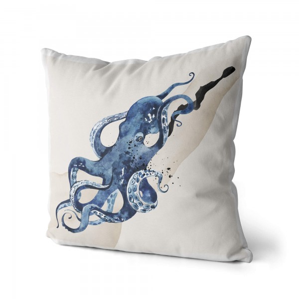 Paul Sinus Art Dekokissen Kissen Pastellfarben Eauzone Oktopus Wasserfarben Motiv Kunstvoll Dekorativ Weich Schön