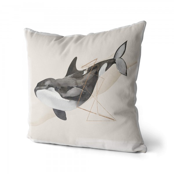 Paul Sinus Art Dekokissen Kissen Pastellfarben Eauzone Killerwal Orca Wasserfarben Motiv Kunstvoll Dekorativ Weich