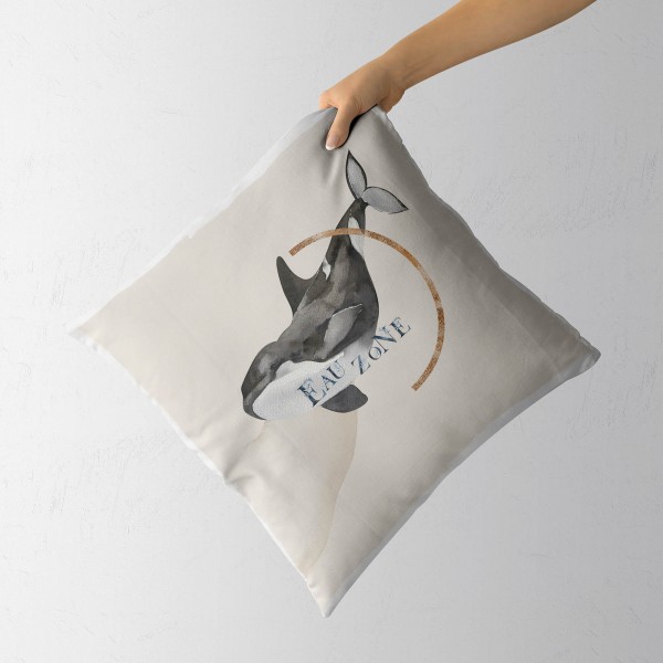 Paul Sinus Art Dekokissen Kissen Pastellfarben Eauzone Killerwal Orca Wasserfarben Motiv Kunstvoll Dekorativ Weich Speichern exportieren