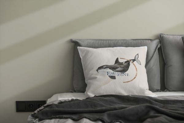 Paul Sinus Art Dekokissen Kissen Pastellfarben Eauzone Killerwal Orca Wasserfarben Motiv Kunstvoll Dekorativ Weich Speichern exportieren