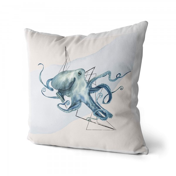 Paul Sinus Art Dekokissen Kissen Pastellfarben Eauzone Oktopus Wasserfarben Motiv Kunstvoll Dekorativ Weich Schön