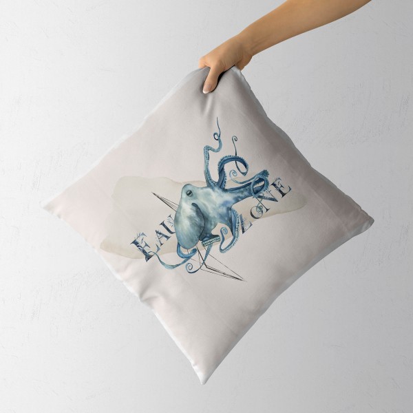 Paul Sinus Art Dekokissen Kissen Pastellfarben Eauzone Oktopus Wasserfarben Motiv Kunstvoll Dekorativ Weich Schön Black Friday Preise