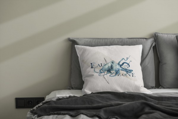 Paul Sinus Art Dekokissen Kissen Pastellfarben Eauzone Oktopus Wasserfarben Motiv Kunstvoll Dekorativ Weich Schön Black Friday Preise