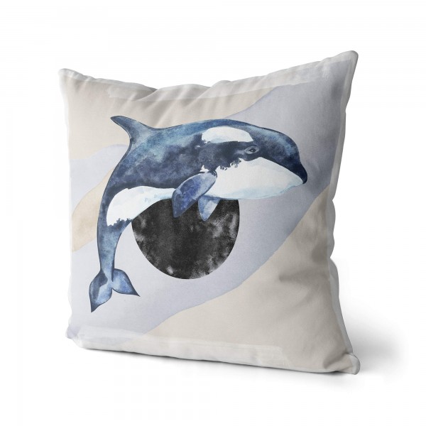Paul Sinus Art Dekokissen Kissen Pastellfarben Eauzone Killerwal Orca Wasserfarben Motiv Kunstvoll Dekorativ Weich