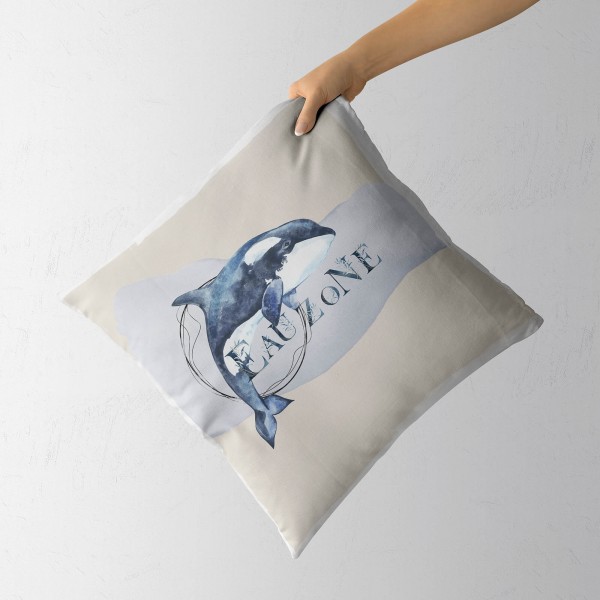 Paul Sinus Art Dekokissen Kissen Pastellfarben Eauzone Killerwal Orca Wasserfarben Motiv Kunstvoll Dekorativ Weich zollfrei