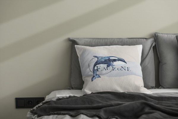 Paul Sinus Art Dekokissen Kissen Pastellfarben Eauzone Killerwal Orca Wasserfarben Motiv Kunstvoll Dekorativ Weich zollfrei