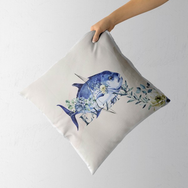 Paul Sinus Art Dekokissen Kissen Pastellfarben Eauzone Fisch Blumen Wasserfarben Motiv Kunstvoll Dekorativ Weich Sc Meist gekauft