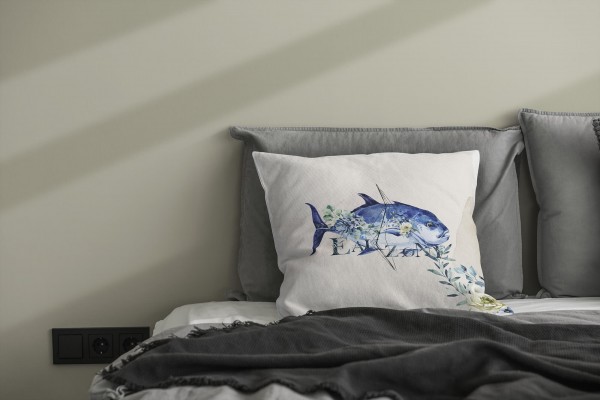 Paul Sinus Art Dekokissen Kissen Pastellfarben Eauzone Fisch Blumen Wasserfarben Motiv Kunstvoll Dekorativ Weich Sc Meist gekauft