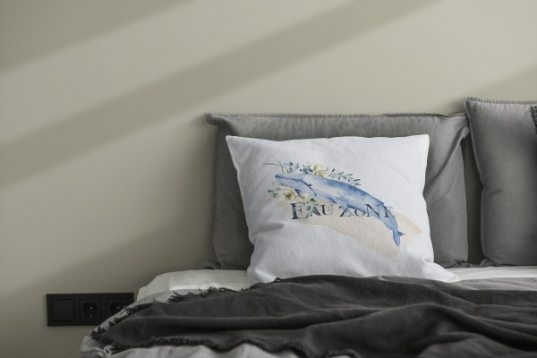 Paul Sinus Art Dekokissen Kissen Pastellfarben Eauzone Blauwal Wasserfarben Motiv Kunstvoll Dekorativ Weich Schön Kostenloser Versand