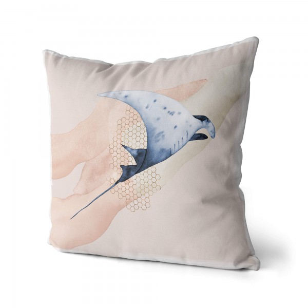 Paul Sinus Art Dekokissen Kissen Pastellfarben Eauzone Rochen Mantarochen Wasserfarben Motiv Kunstvoll Dekorativ We