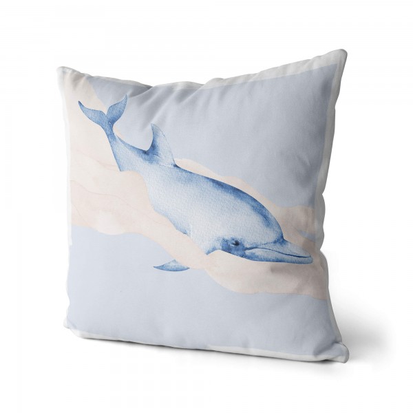 Paul Sinus Art Dekokissen Kissen Pastellfarben Eauzone Delfin Wasserfarben Motiv Kunstvoll Dekorativ Weich Schön